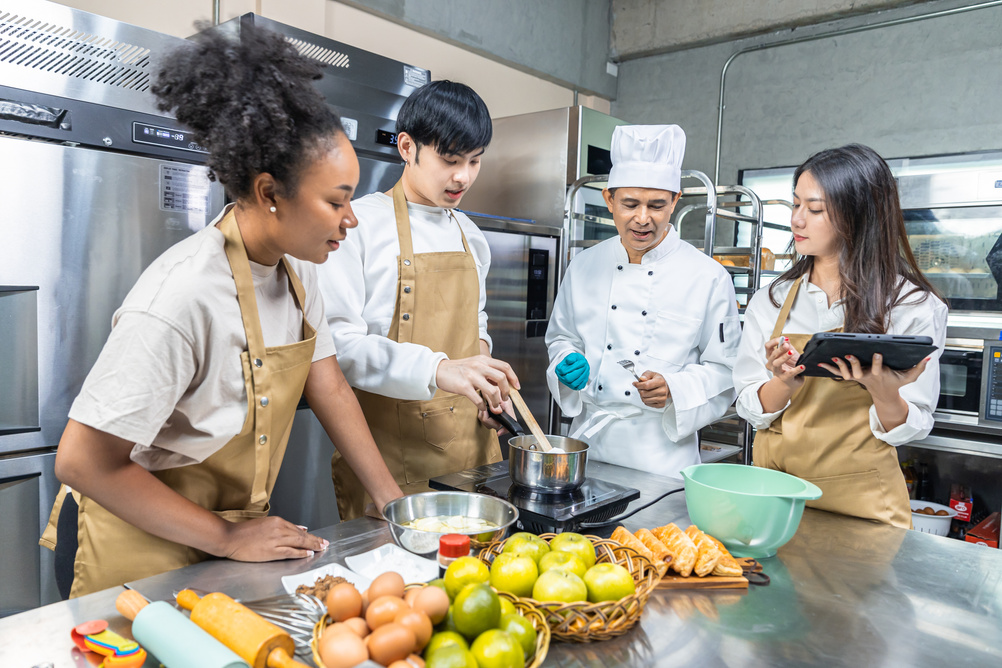 Students with Chef in Cooking Class